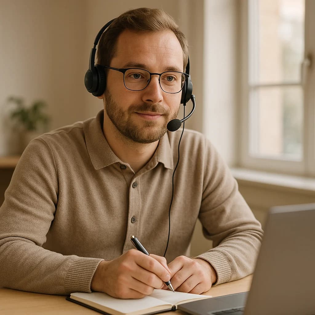 Berater im Telefongespräch am Schreibtisch